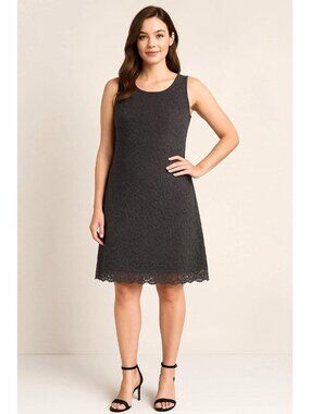 Made in Italy Black Stretch Lace Overlay Sz XL Cocktail A-line Dress